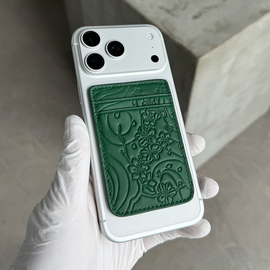 IZAKURA MagSafe Card Holder Emerald Green